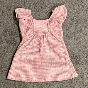 Zara Pink and White Gingham Dress with Pink Bow Pattern - Worn Once